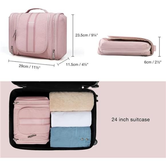 Toiletry Bag for Women Travel Toiletry Organizer w hanging hook Water-resistant - Picture 4 of 6